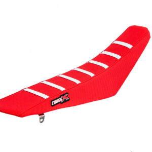 HOUSSE DE SELLE HONDA CRF 250 - CRFX 250 - CRF 450 - CRFX 450 - TOP RED- SIDE RED-STRIPES WHITE