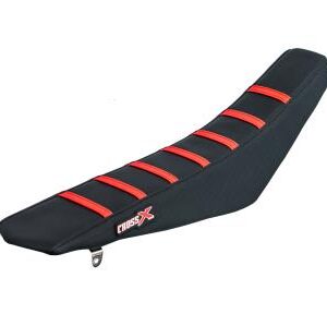 HOUSSE DE SELLE HONDA CRF 450 - TOP BLACK- SIDE BLACK-STRIPES RED