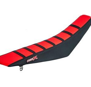 HOUSSE DE SELLE HONDA CRF 450 - TOP RED- SIDE BLACK-STRIPES BLACK