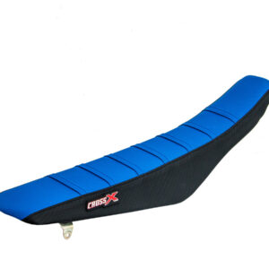 HOUSSE DE SELLE SUZUKI RM 85 TOP BLUE- SIDE BLACK-STRIPES BLUE