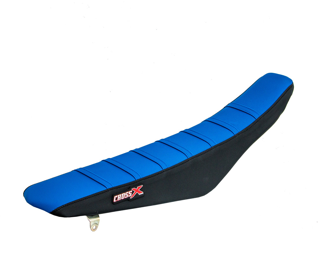 HOUSSE DE SELLE SUZUKI RM 85 TOP BLUE- SIDE BLACK-STRIPES BLUE