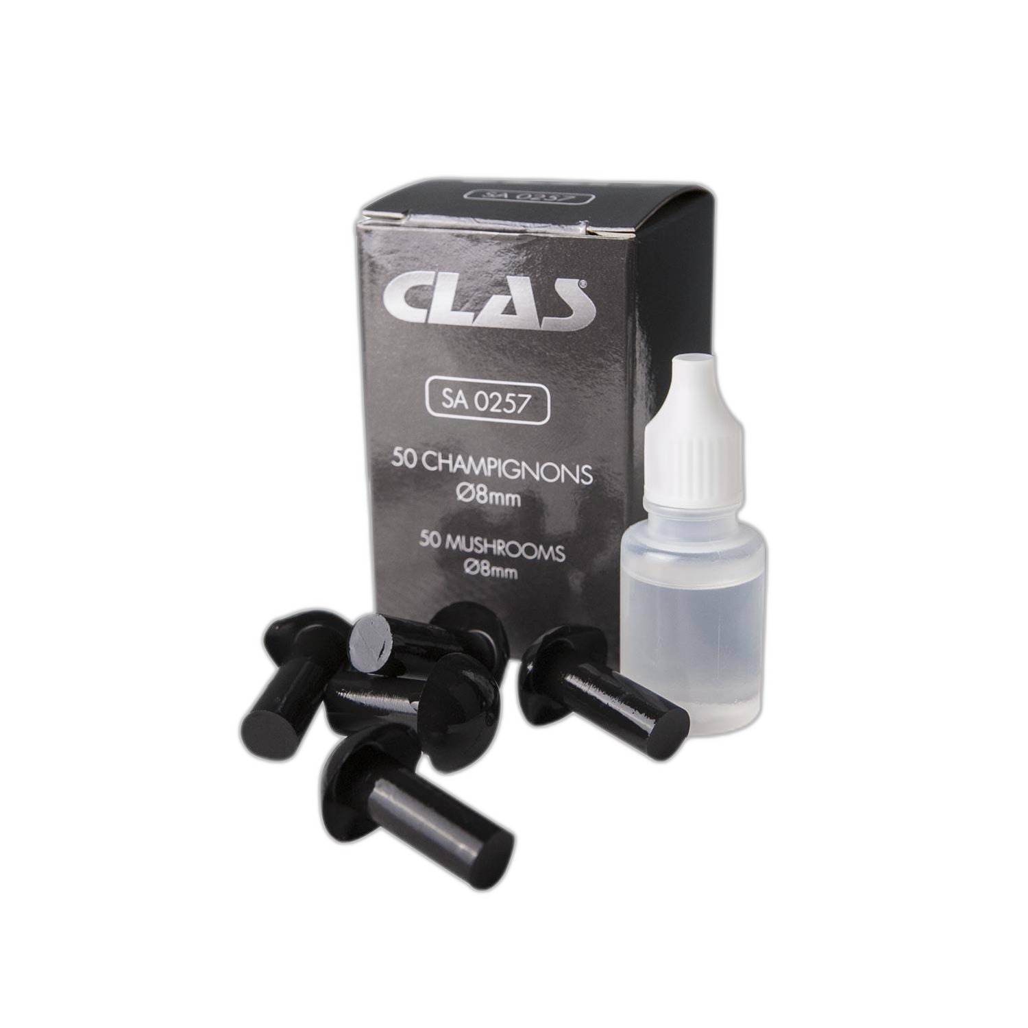 50 champignons ø8mm + lubrifiant pour pistolet SA 0260 (réparation roues) - SA 0257 - CLAS Equipements – Image 2