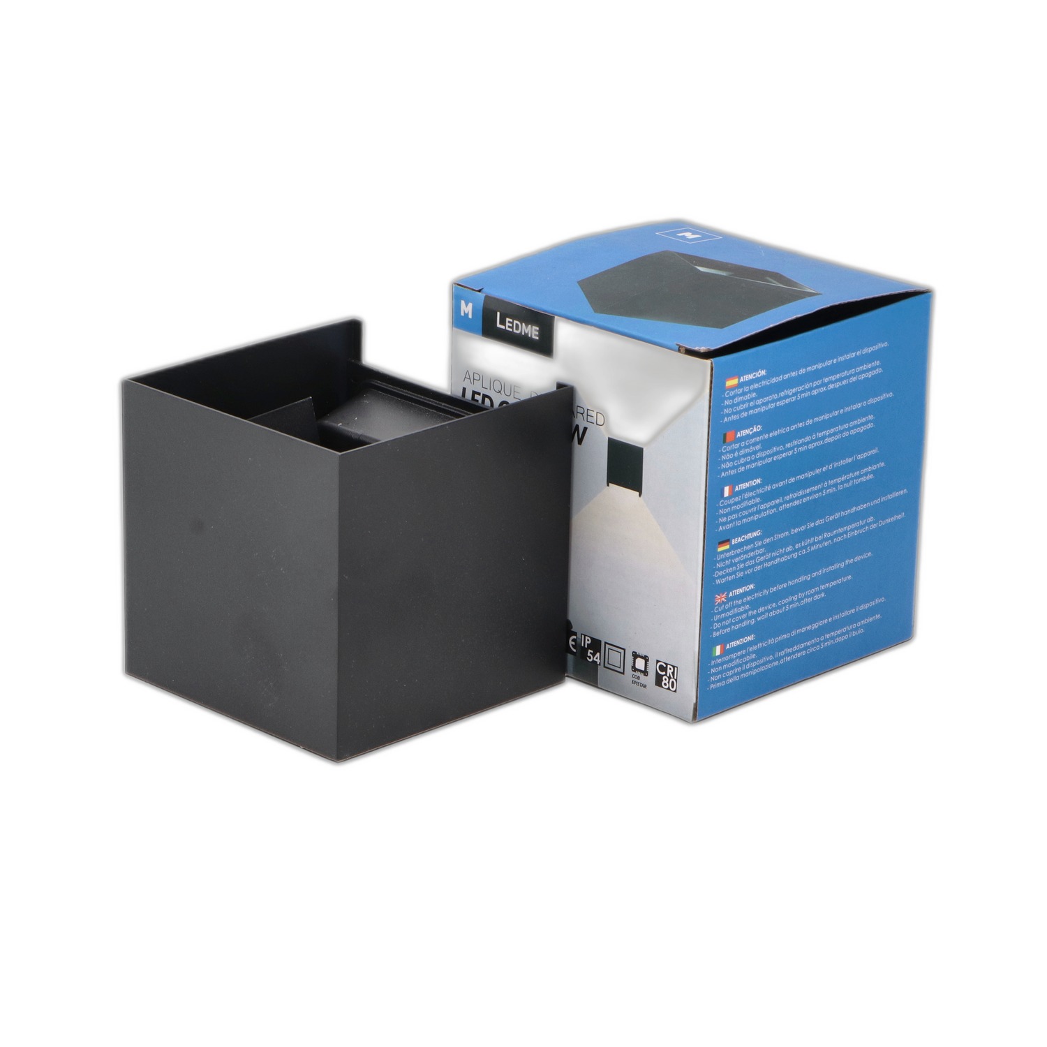 Applique LED Cube Noire 12W IP54 CCT - Ledme - LM6184 – Image 5