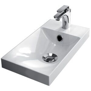 Meuble lave-mains 1 porte blanc brillant (larg. 40 cm) + vasque synthèse - NEOVA - 578460