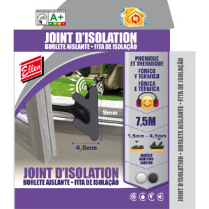 Joint d'isolation pour menuiserie - finition noir - pour espaces de 1,5 à 4,5 mm - largeur 9 mm - longueur 7,5 m - ELLEN - 635573