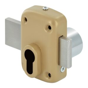 Verrou de sûreté à cylindre européen protège cylindre renforcé et contreplaque finition bronze pêne longueur 120 mm - DEVISMES - 695052
