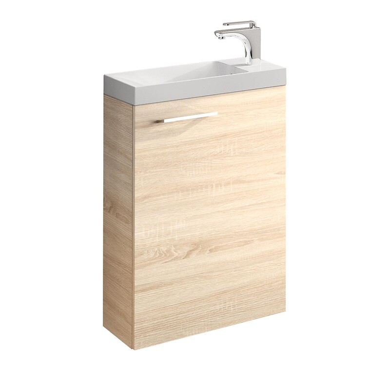 Meuble lave-mains 1 porte graphite (larg. 40 cm) + vasque synthèse - NEOVA - 578467 – Image 2