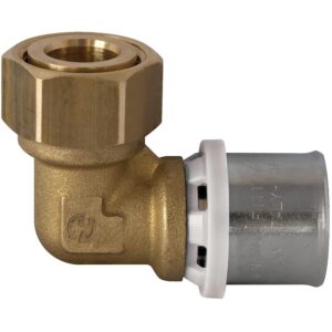Coude 90° à sertir pour tube multicouche Acopex Alu diamètre nominal 20 avec écrou libre 1/2'' (15x21) - THERMACOME - 122201