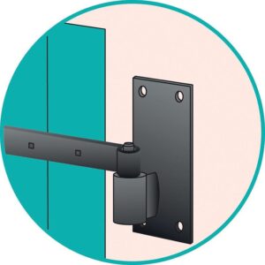 Gond sur platine droite axe Ø16 mm 4 trous de fixation en acier phorétique noir - TORBEL - 642755