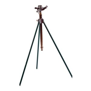 Arroseur canon tout laiton sur trépied acier, entrée 20x27 , réglable de 20° à 360°, arrosage de 400m² sous 4 bars - FAUQUET - 621825