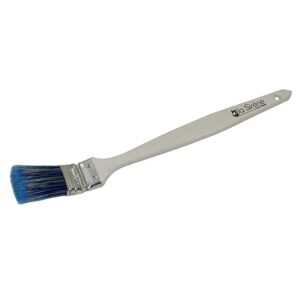 Brosse Radiateur BLUE MUST largeur 25 mm coudée sur plat soies/synthétique bleus avec manche bois verni et virole inox - THÉARD - 153183