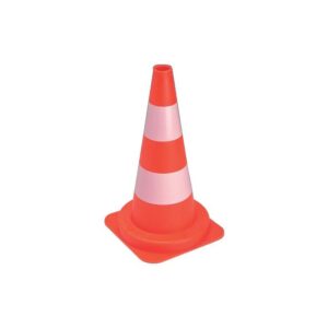 Cône de signalisation en PVC, monobloc, 2 bandes réfléchissantes blanches, hauteur 50 cm - Vinmer - 613775
