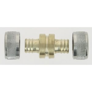 Raccord d'arrosage réparateur laiton nickelé pour raccordement de 2 tuyaux de diamètre intérieur 19 mm - FAUQUET - 518911