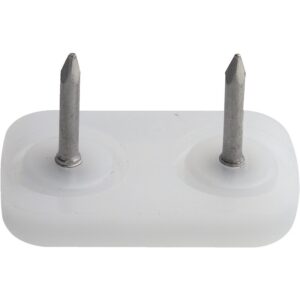 Patin glisseur 2 pointes plastique blanc elliptique 44 x 16 mm, pointe 10 mm BOITE DE 100 PIECES - - 663005