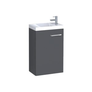 Meuble lave-mains 1 porte graphite (larg. 40 cm) + vasque synthèse - NEOVA - 578467
