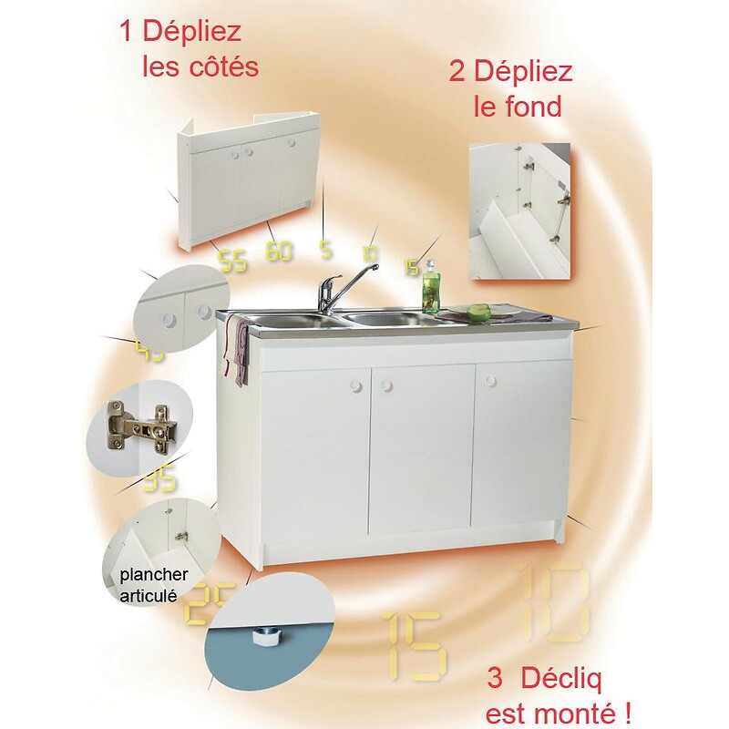 Meuble sous évier Decliq 120x60 3 portes - NEOVA - 711163 – Image 2