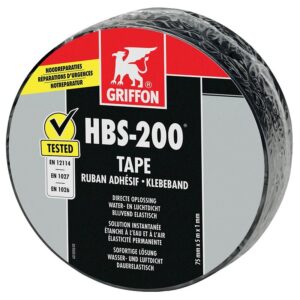 Ruban adhésif élastique HBS-200® TAPE étanchéifie instantanément à l'eau et à l'air rouleau noir de 7,5cmx5m - GRIFFON - 289277