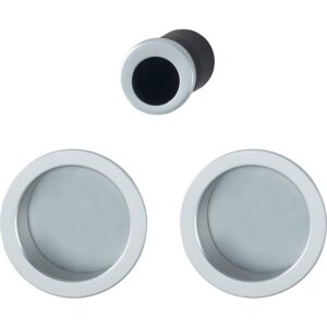 Set de tirage encastré cuvette avec rosace cuvette ronde pour porte coulissante intérieure - aluminium argent - HOPPE - 460692