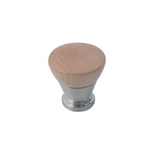 Bouton cône bois naturel verni et chromé mat Ø 29 mm, hauteur 31 mm - - 284145