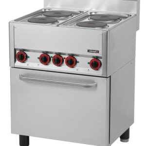 Fourneau électrique 4 feux avec four électrique ventilé GN 1/1 66 - C6FOE4FFEV66 - CASSELIN