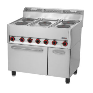 Fourneau électrique 5 feux avec four électrique ventilé GN 1/1 99 - C6FOE5FFEV99 - CASSELIN