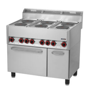 Fourneau électrique 6 feux avec four électrique ventilé GN 1/1 99 - C6FOE6FFEV99 - CASSELIN