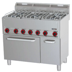 Fourneau gaz 5 feux avec four électrique ventilé GN 1/1 P 99 - C6FOG5FFEVP99 - CASSELIN