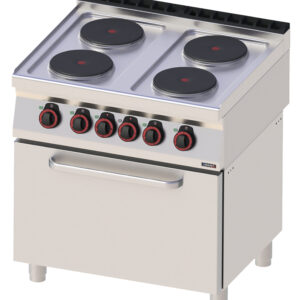 Fourneau électrique 4 feux avec four électrique statique GN 2/1 80 - C7FOE4FFS80 - CASSELIN