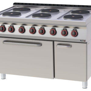 Fourneau électrique 6 feux avec four électrique statique GN 2/1 120 - C7FOE6FFS120 - CASSELIN