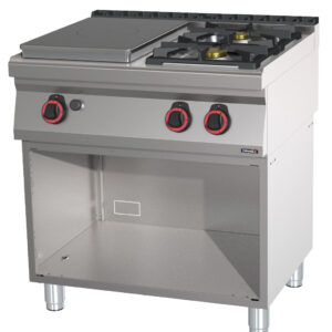 Fourneau gaz 2 feux + 1 plaque coup de feu avec soubassement 80 - C7FOG2F1P80S - CASSELIN