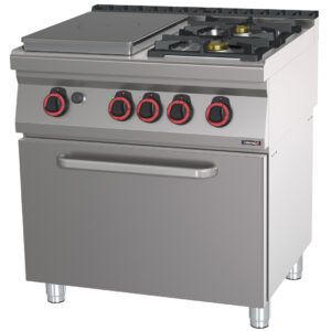 Fourneau gaz 2 feux + 1 plaque coup de feu avec four électrique GN 2/1 HP 80 - C7FOG2F1PFGHP80 - CASSELIN