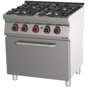 Fourneau gaz 4 feux avec four à gaz GN 2/1 HP 80 - C7FOG4FFGHP80 - CASSELIN