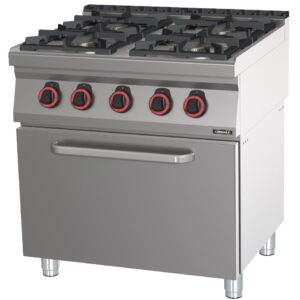 Fourneau gaz 4 feux avec four électrique ventilé GN 1/1 80 - C7FOG4FFV80 - CASSELIN