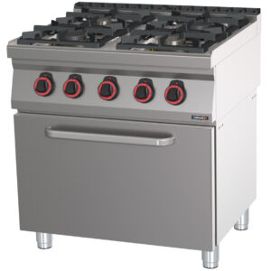 Fourneau gaz 4 feux avec four électrique ventilé GN 1/1 HP 80 - C7FOG4FFVHP80 - CASSELIN
