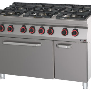 Fourneau gaz 6 feux avec four électrique statique GN 2/1 HP 120 - C7FOG6FFSHP120 - CASSELIN