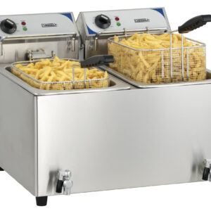 Friteuse électrique avec vanne de vidange 2 x 10 litres - CFEV102B - CASSELIN