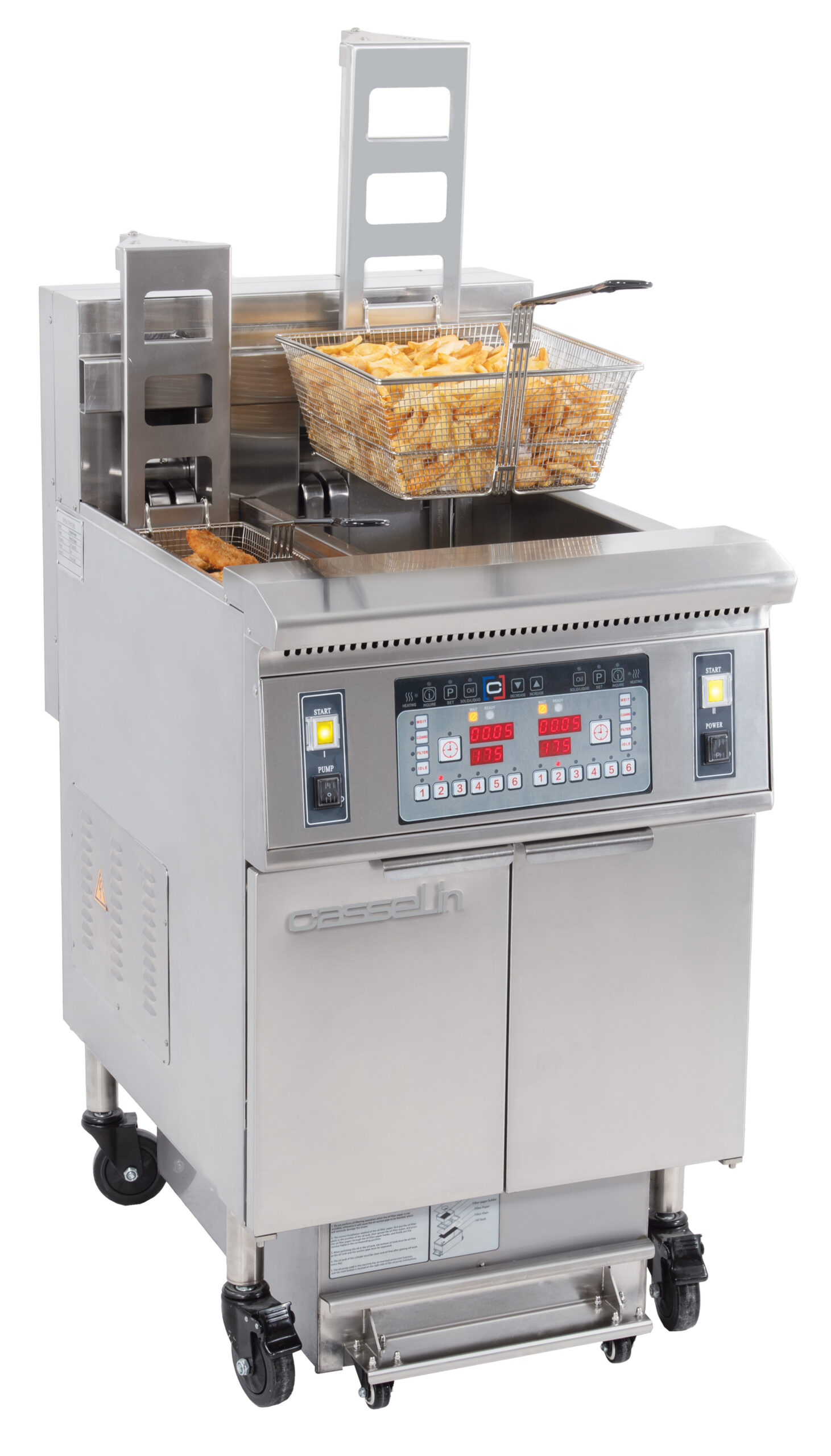 Friteuse électrique avec relevage automatique et filtration 12+22 L 8,5+17kW - CFPRAF1222 - CASSELIN