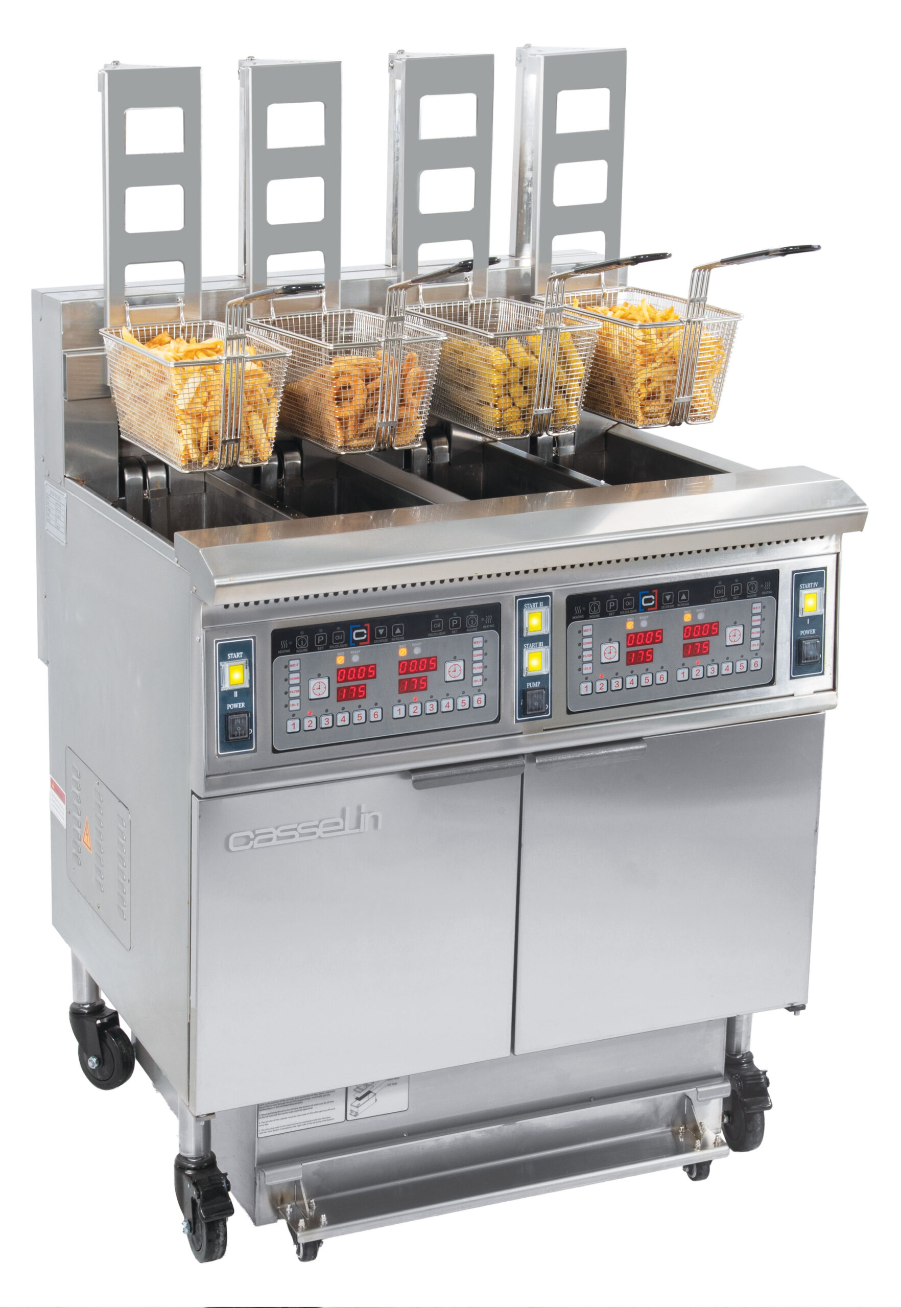 Friteuse électrique avec relevage automatique et filtration 4x12 litres 17+17kW - CFPRAF124 - CASSELIN