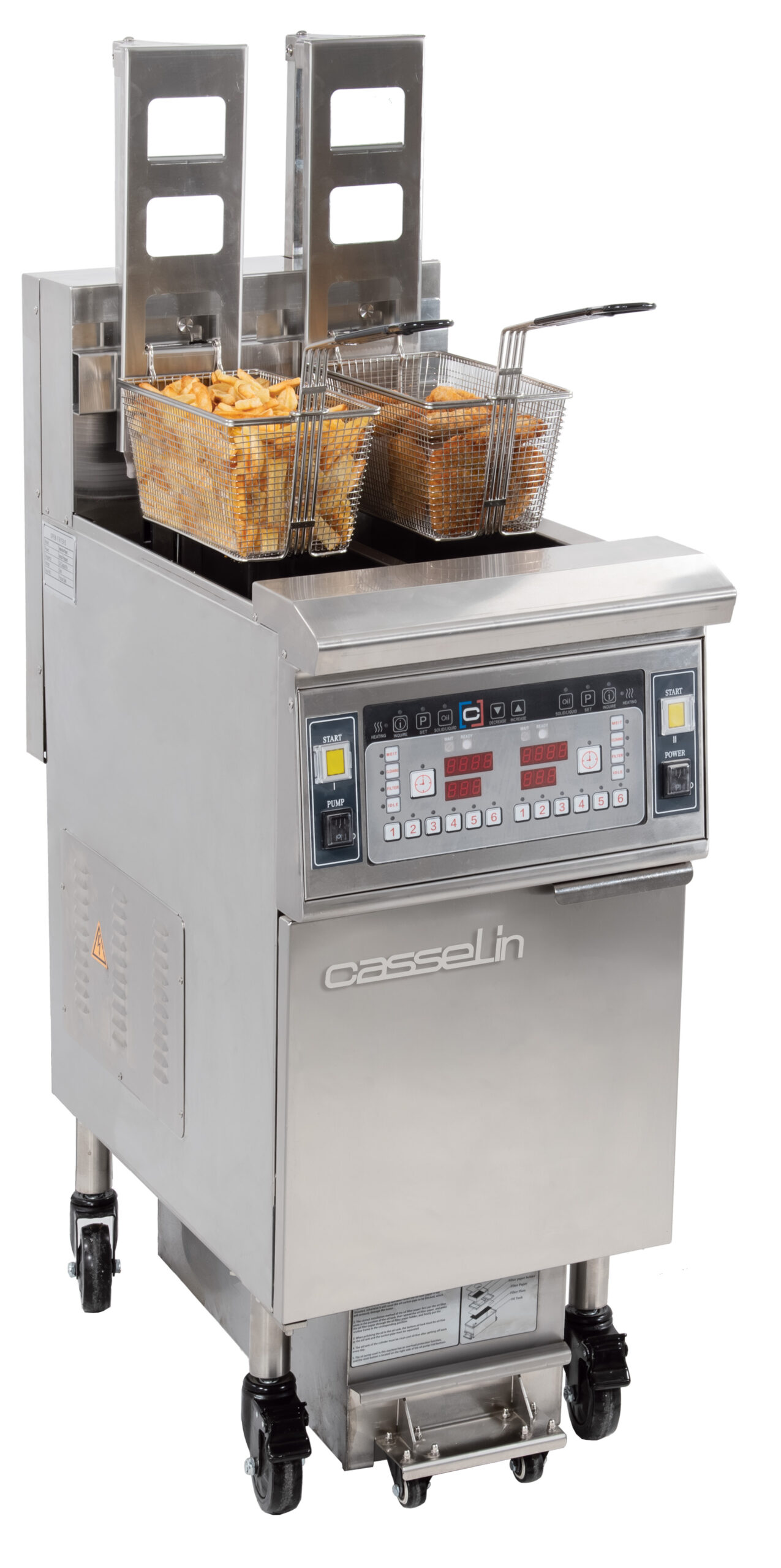Friteuse électrique avec relevage automatique et filtration 2 x 12 litres 17Kw - CFPRAF212 - CASSELIN