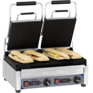 Grill Panini double Premium Rainurée - Rainurée avec minuteur - CGP2RRPT - CASSELIN