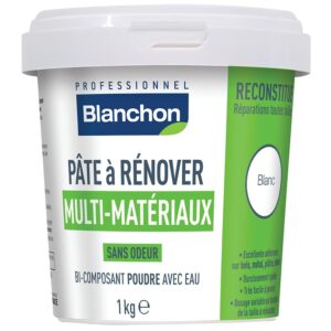 Pâte à rénover Multi-matériaux, bi-composant avec eau, multi-supports et multi-usages, coloris blanc pot de 1 kg - BLANCHON - 610870