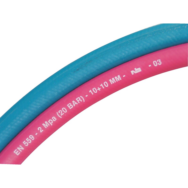 Tuyau de soudage jumelé EN 559, diamètre intérieur 10 mm, diamètre extérieur 17 mm, rouleau de 20 m - TRICOFLEX - 128626