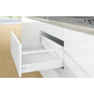 Kit complet tiroir ArciTech à casseroles avec tringles profil H94mm paroi arrière H218mm coloris blanc longueur 400mm - HETTICH - 428681