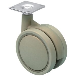 Roulette de meuble Jemedesign double galet gris diamètre 75mm hauteur 103mm charge 70kg sans frein avec platine 42x42mm - GUITEL HERVIEU - 505548