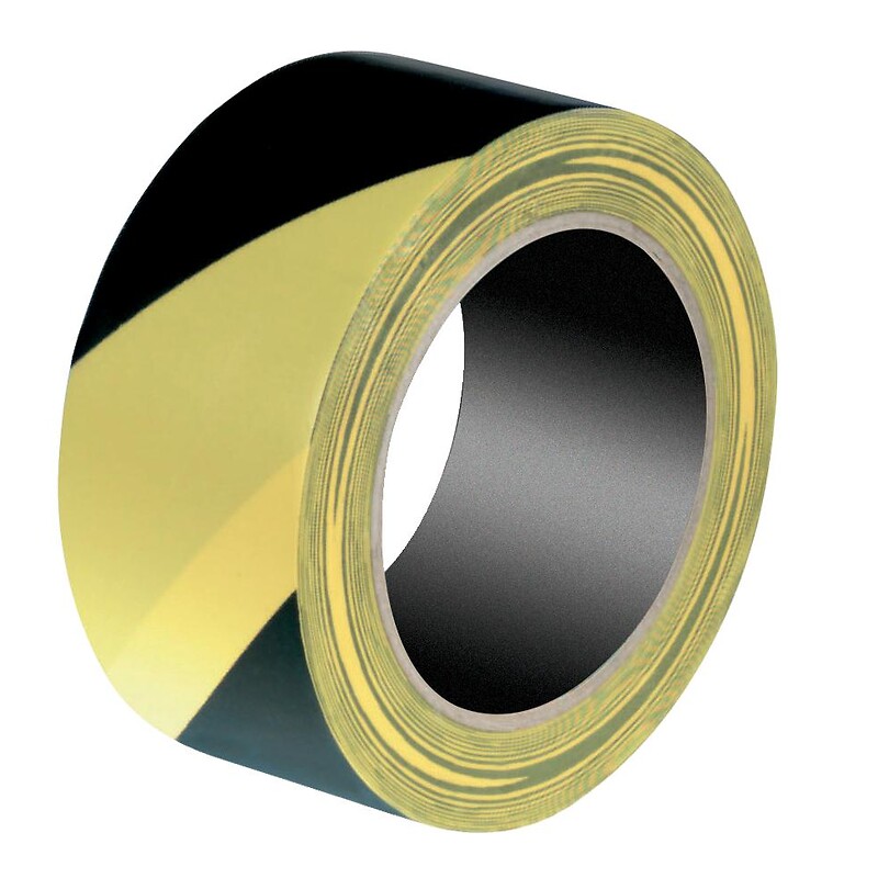 Ruban adhésif PVC de signalisation jaune noir AR-MEN épaisseur 0,16mm largeur 50mm longueur 33m - LEGALLAIS - 610002