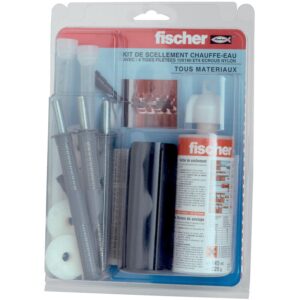 Kit fixation de chauffe eau, stores, antennes avec scellement FIS vinylister 150ml 4 tamis, 4 tiges 10x160, 4 écrous - FISCHER - 637960