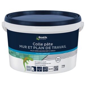 Colle pâte carrelage murs et plans de travail, coloris blanc, 3 kg - BOSTIK - 521396