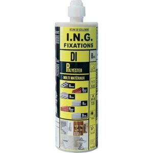 Résine polyester D.I. 410ml beige fixations dans matériaux pleins ou creux ATE Option7 tiges filetées béton non fissuré - ING - 150551