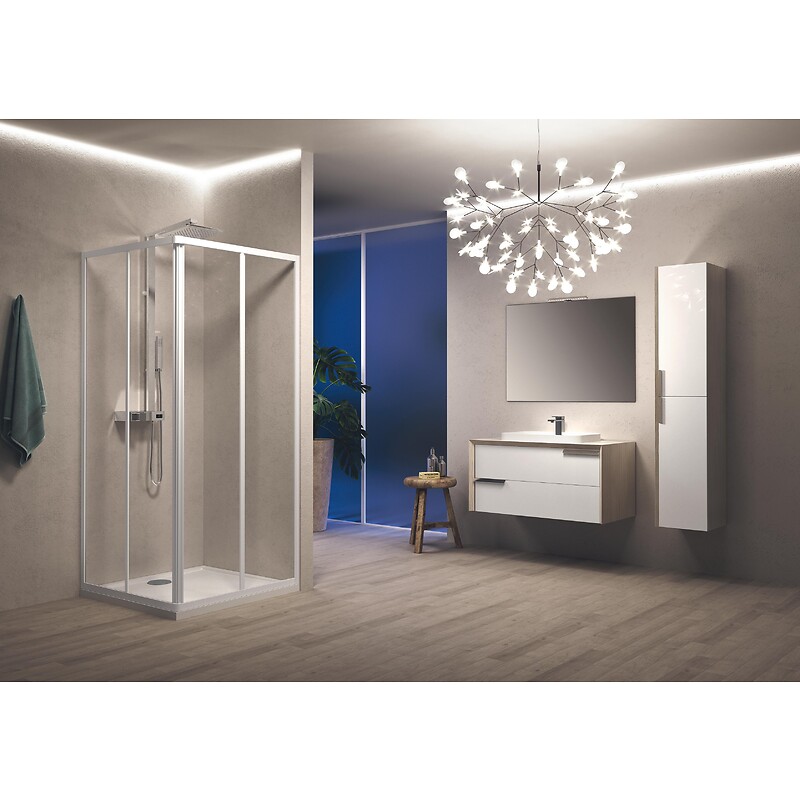 Accès d'angle Riviera 2 0 A extensible 87-89 cm - Profilé blanc et verre transparent - NOVELLINI - 613236 – Image 2