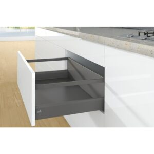 Kit complet tiroir ArciTech à casseroles avec tringles profil H94mm paroi arrière H218mm anthracite longueur 650mm - HETTICH - 429241
